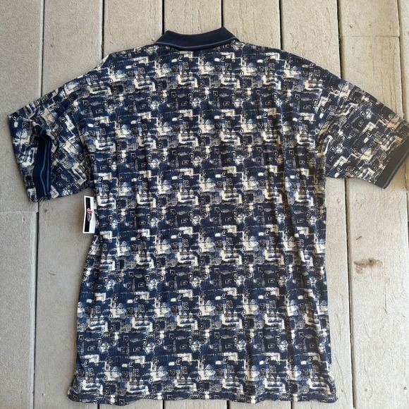 Vintage Justin Steel Blue Polo Shirt‎ Abstract Print Short Sleeve Western XL - Picture 5 of 5